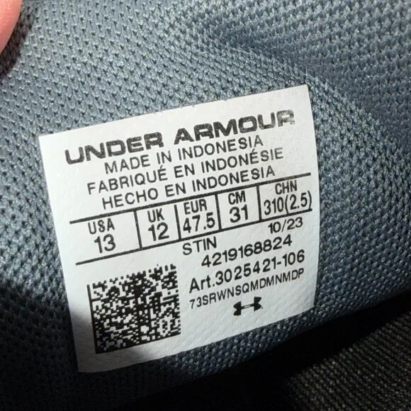 Under Armour Charged Impulse Running Shoes Men's 13 Gray Orange Athletic Sneaker - Picture 7 of 11